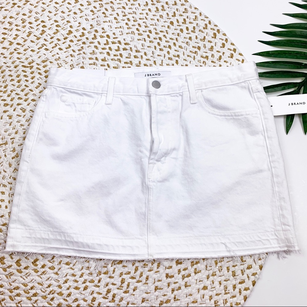 J Brand Bonny Mid Rise Mini Skirt White Jean Skirt - Picture 2 of 8
